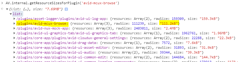 How to check plugins size in Chrome Dev Tools